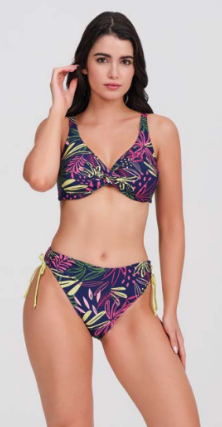 Braguita Tropical night cintura alta con lazo lateral