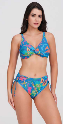 Top bikini Fruitopía con aro y escote entrelazado