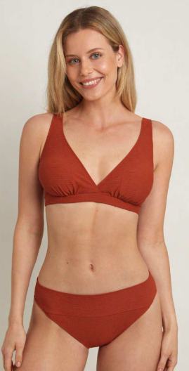 Top Bikini Nature Liso Triángulo fruncido debajo del pecho