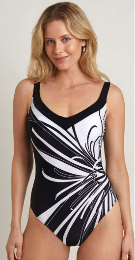 Bañador Gold,Black&White Flor Corte pico