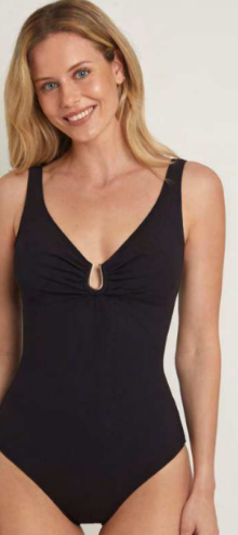 Bañador Gold,Black&White Liso Corte pico con adorno