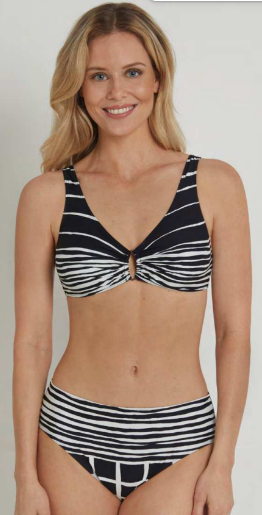 Top Bikini Gold,Black&White Geométrico Triángulo