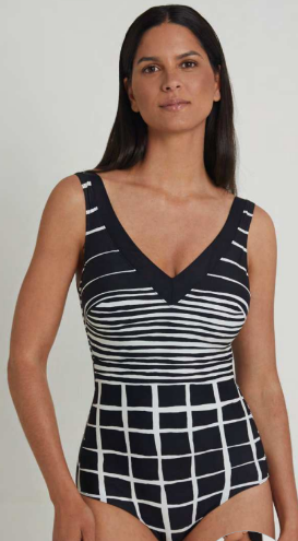 Bañador Gold,Black&White Geométrico Corte pico